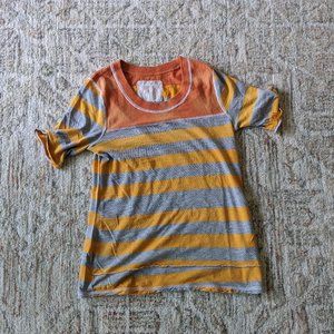 We The Free Grey & Orange Striped Top | S